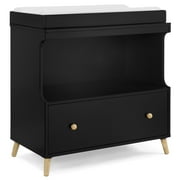 Delta Children Essex Convertible Changing Table with Drawer, Ebony/Natural