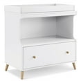 thumbnail image 1 of Delta Children Essex Convertible Changing Table with Drawer, Greenguard Gold Certified, Bianca White/Natural, 1 of 19