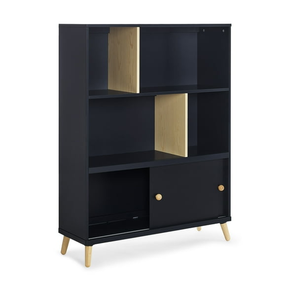 Delta Children Essex Storage Bookcase - Greenguard Gold Certified, Ebony Black with Natural