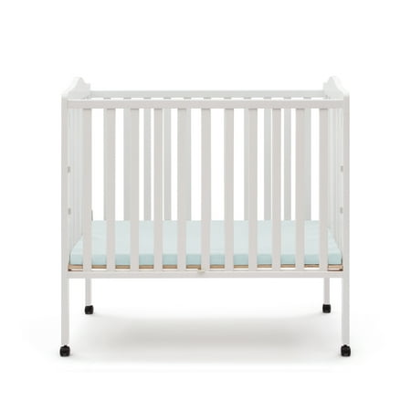 Delta Children Folding Portable Baby Mini Crib with 1.5-inch Mattress, White