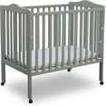 thumbnail image 1 of Delta Children Folding Portable Mini Crib with 1.5-inch Mattress, Greenguard Gold Certified, Gray, 1 of 12
