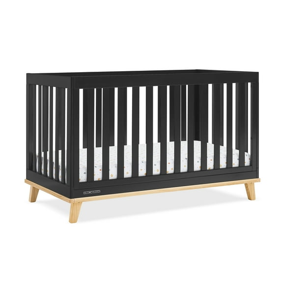 Delta Children Frankie 4-in-1 Convertible Crib - Greenguard Gold Certified, Black with Natural