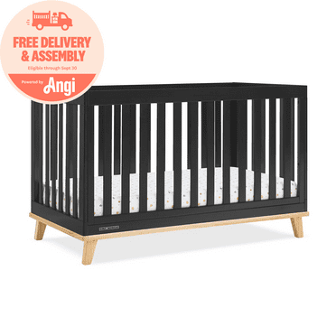 Delta Children Frankie 4-in-1 Convertible Crib - Greenguard Gold Certified, Black with Natural