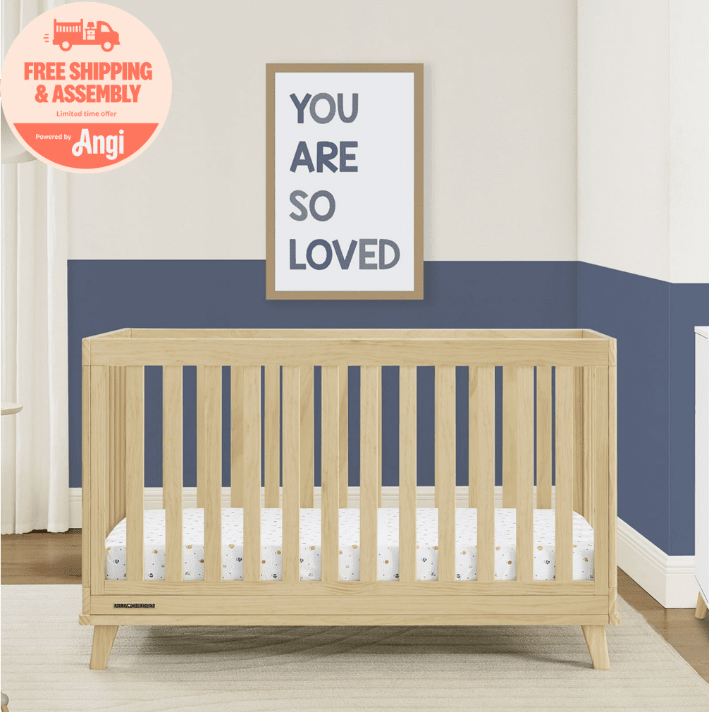Delta Children Frankie 4-in-1 Convertible Crib - Greenguard Gold Certified, Natural Pine