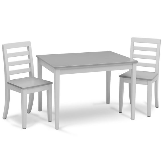 Delta Children Gateway Kids Table and 2 Chairs Set, Greenguard Gold Certified, Grey/White