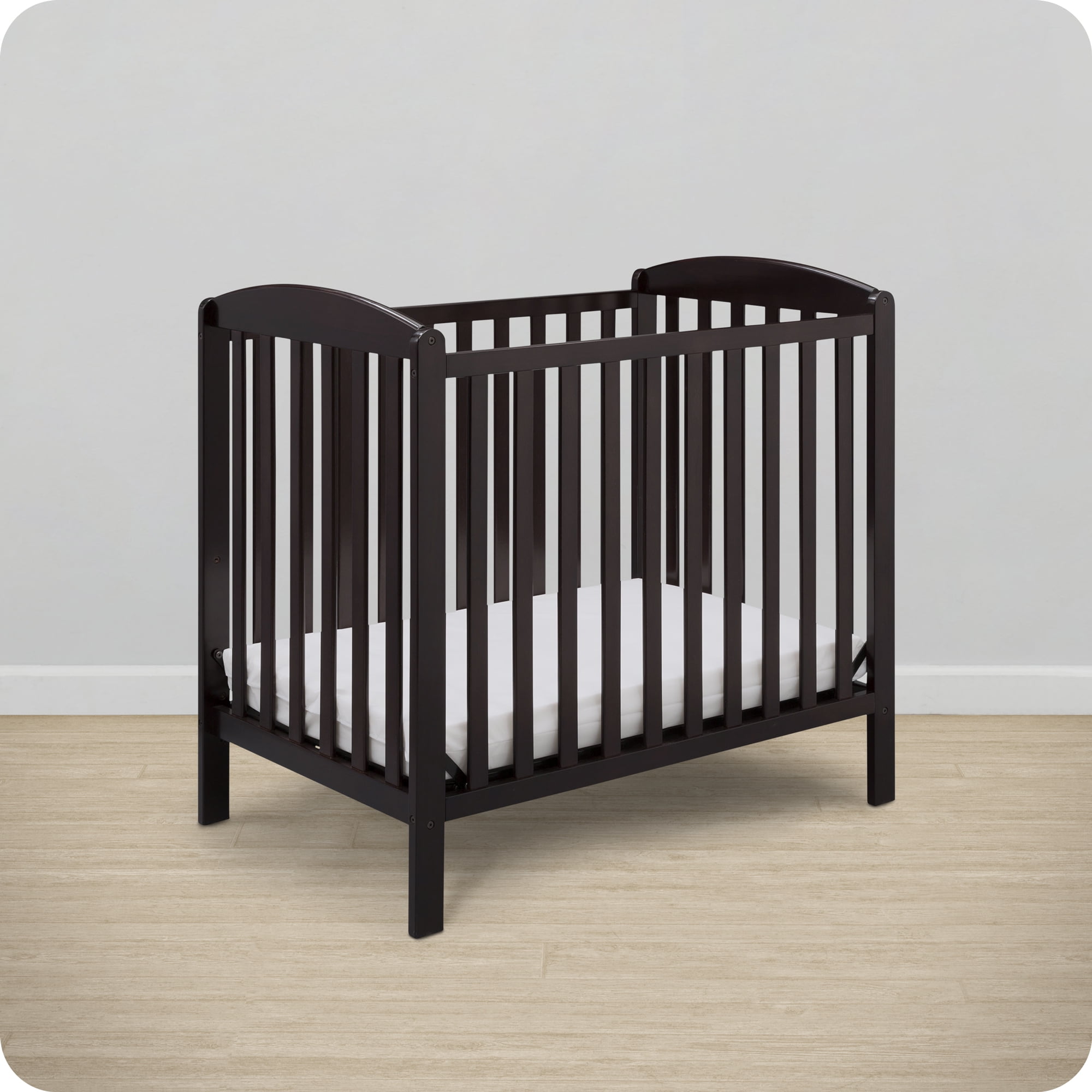 Delta Children Gateway Mini Convertible Baby Crib with 2.75-inch Mattress, Dark Chocolate