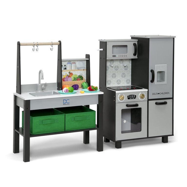 Delta Children Gourmet All-in-One Corner Play Kitchen Wooden Toy