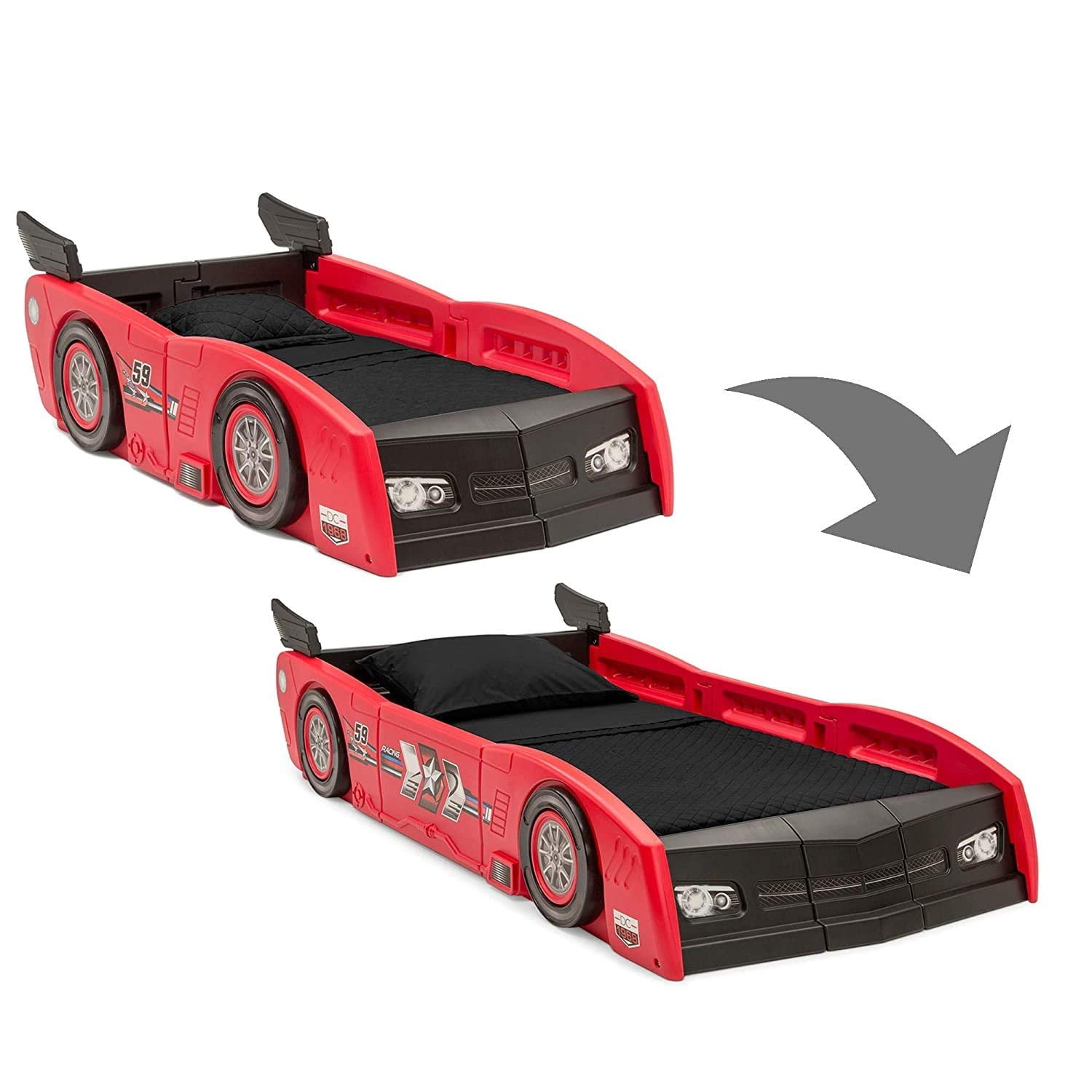 Delta Children Grand Prix Race Car Toddler to Twin Bed, Red