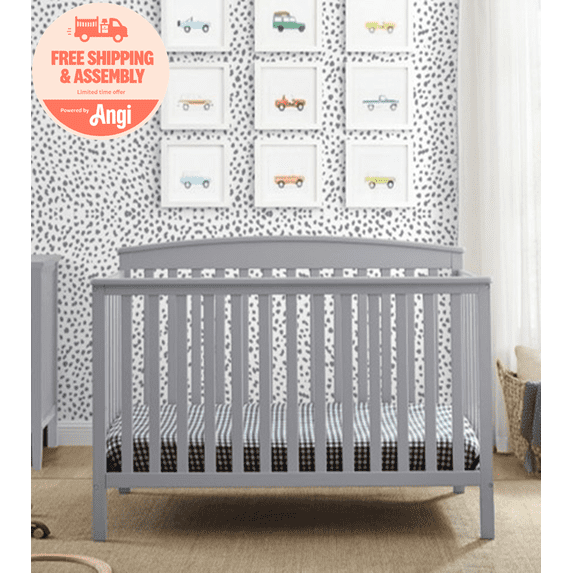 Delta Children Hanover 6-in-1 Convertible Baby Crib, Grey