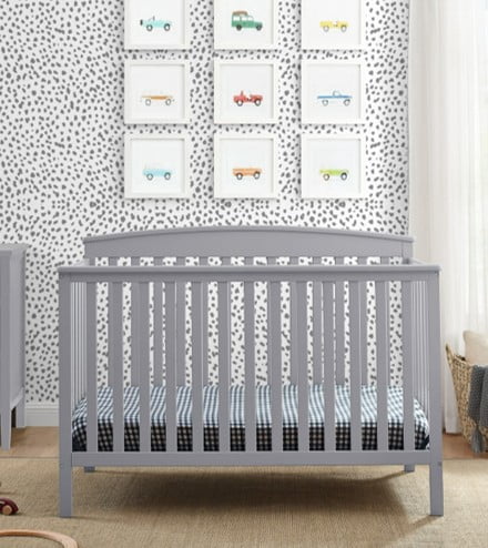 Delta Children Hanover 6-in-1 Convertible Baby Crib, Grey