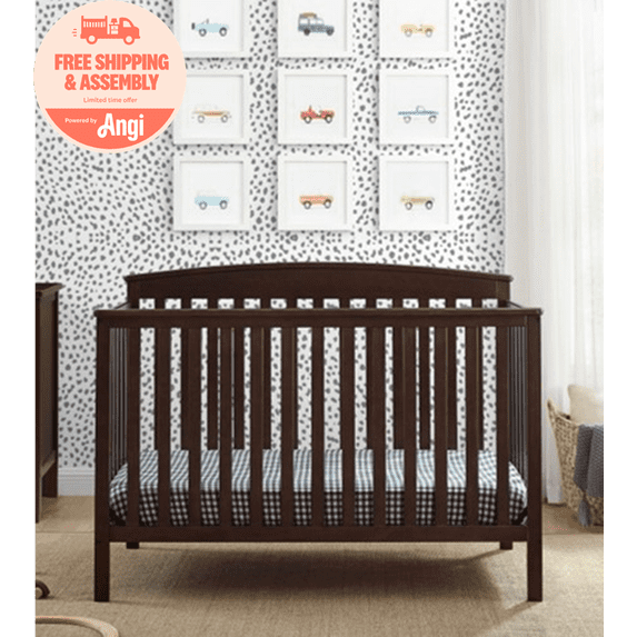 Delta Children Hanover 6-in-1 Convertible Baby Crib, Walnut Espresso