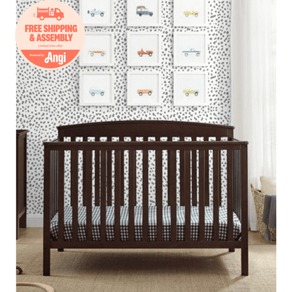 Delta Children Hanover 6-in-1 Convertible Baby Crib, Walnut Espresso