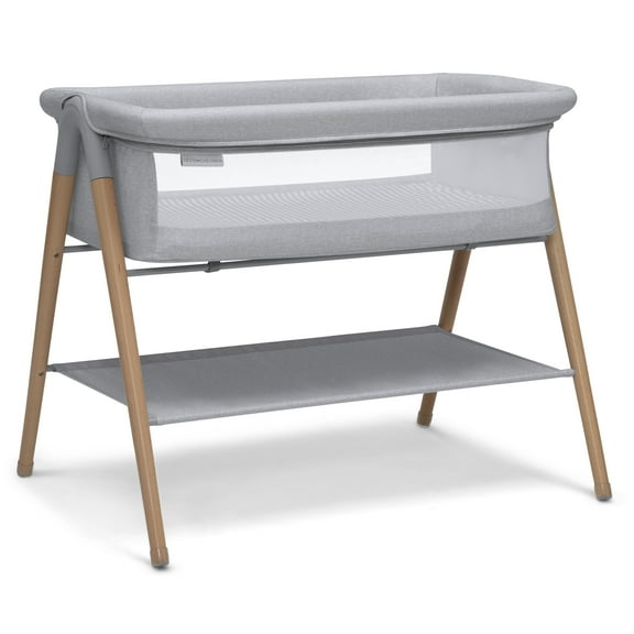 Delta Children Haven Beechwood By the Bed Bassinet, Grey Stripe