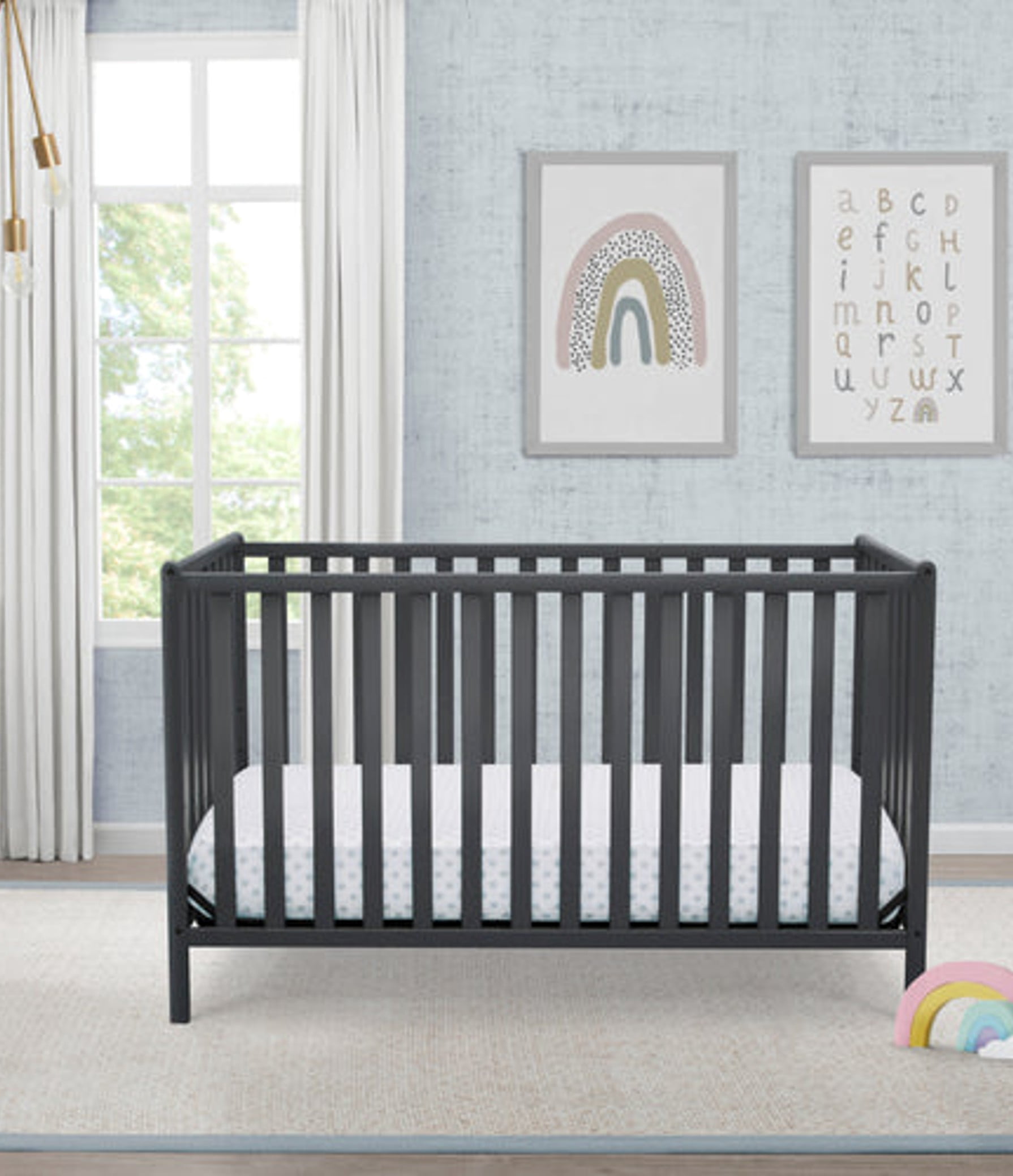 Delta Children Heartland 4-in-1 Convertible Baby Crib, Charcoal Gray