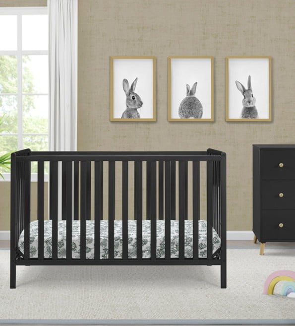 Delta Children Heartland 4-in-1 Convertible Crib - Greenguard Gold Certified, Black