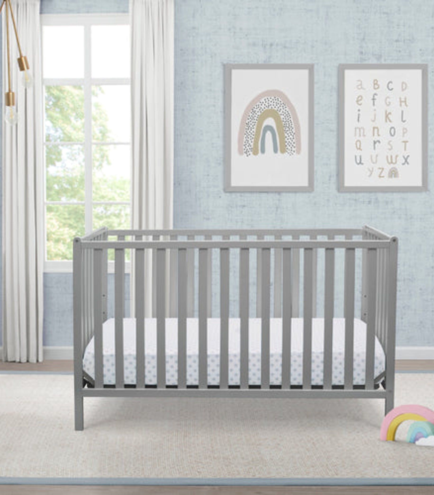 Delta Children Heartland 4-in-1 Convertible Crib, Greenguard Gold Certified, Gray