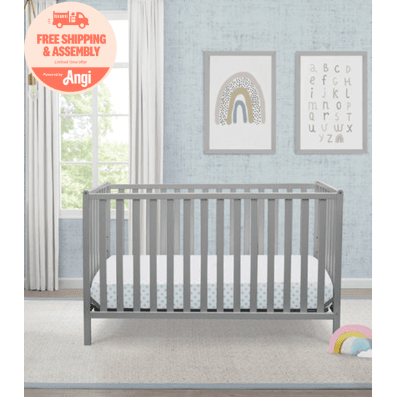 Delta Children Heartland 4-in-1 Convertible Crib, Greenguard Gold Certified, Gray