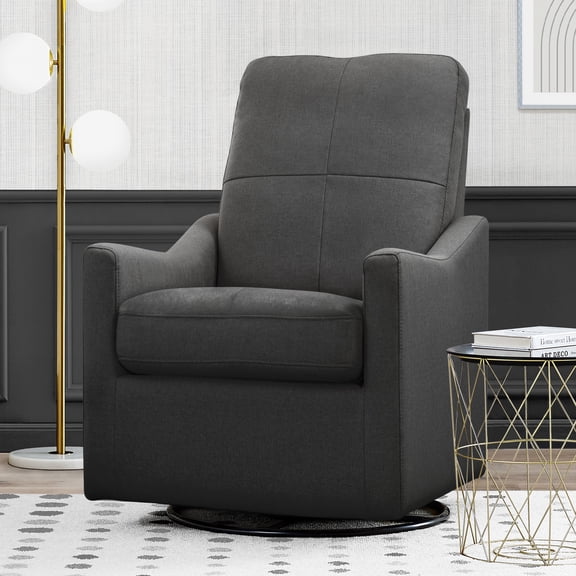 Delta Children Kenwood Slim Nursery Glider Swivel Rocker Chair, Charcoal