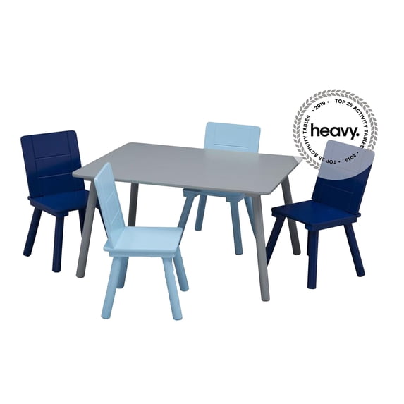 Delta Children Kids 5-Piece Activity Table and Chair Set, Gray / Blue