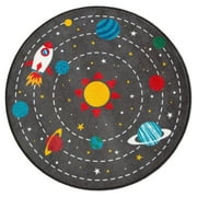 Delta Children Kids Outer Space Round Area Rug, 39-Inch, Grey