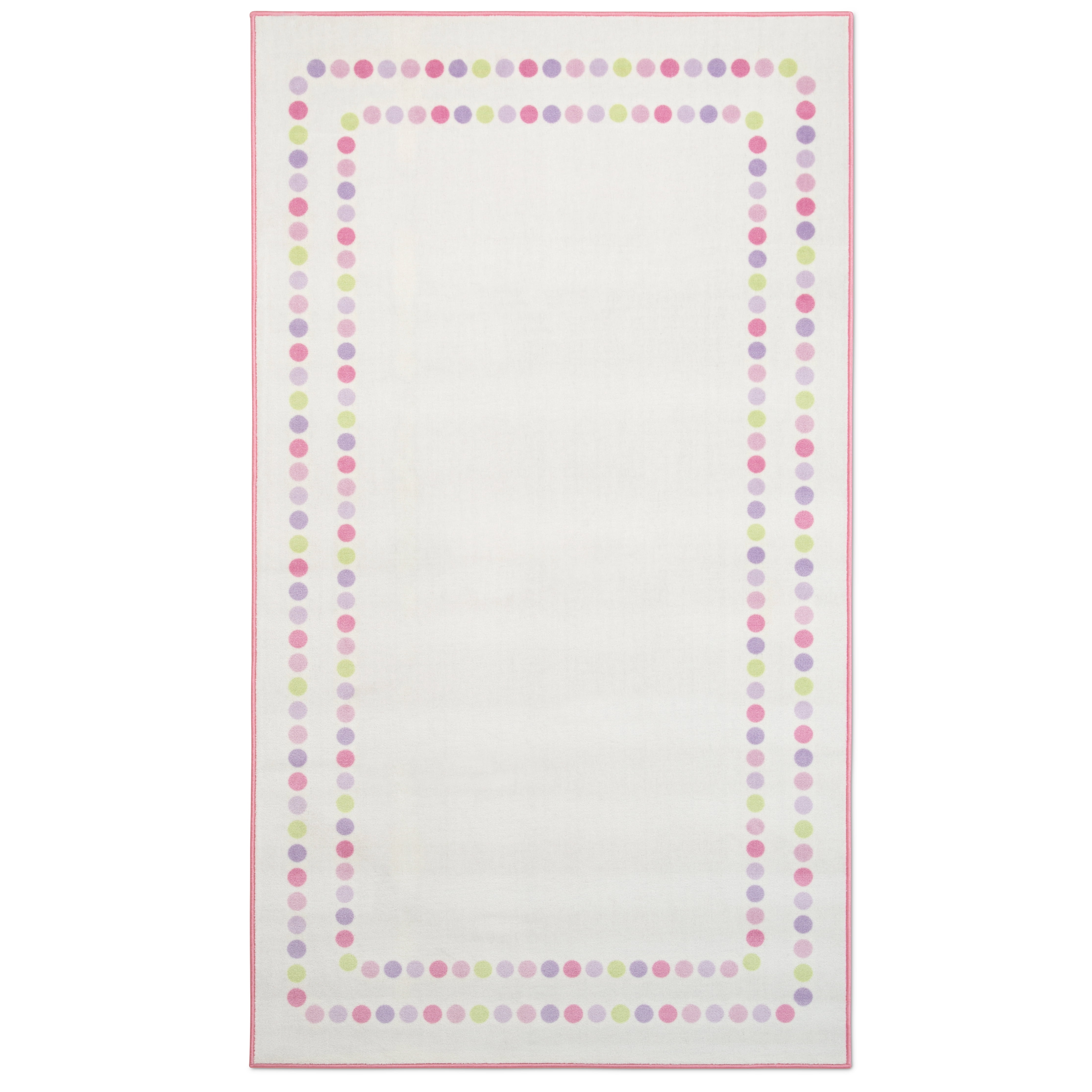 Delta Children Kids Pearl Dot Rectangle Area Rug, 53-Inch x 59-Inch, Cream/Pink