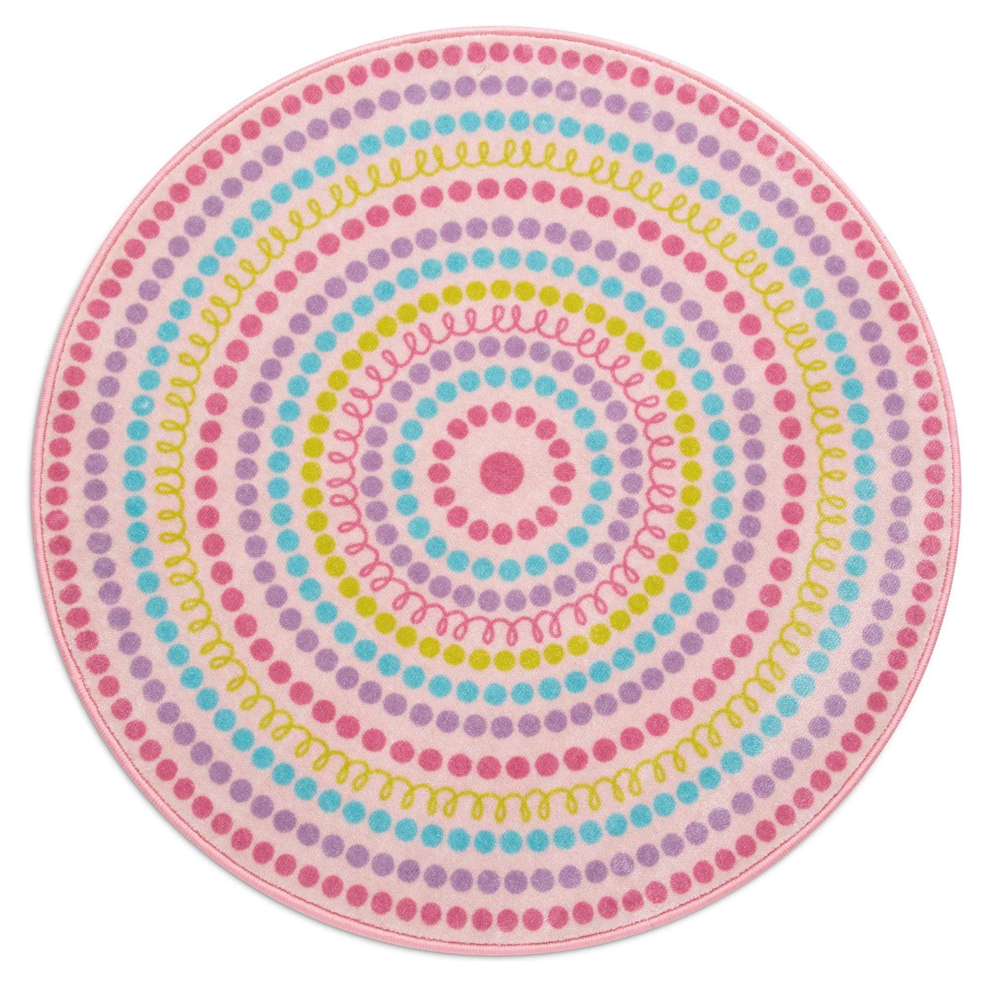 Delta Children Kids Rainbow Dot Round Area Rug, 39-Inch, Pink