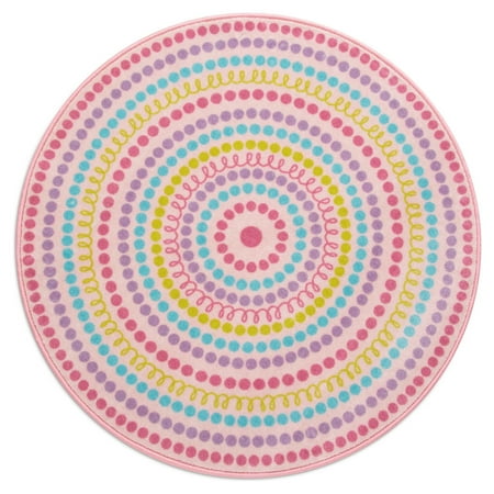 Delta Children Kids Rainbow Dot Round Area Rug, 39-Inch, Pink