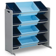 Delta Children Kids Toy Storage Organizer with 12 Plastic Bins, Greenguard Gold Certified, Grey/Blue