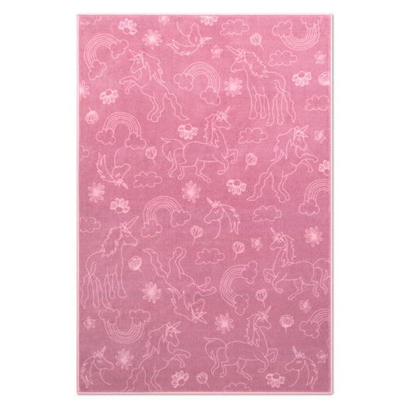 Delta Children Kids Unicorn Rectangle Area Rug, 39-Inch x 59-Inch, Pink