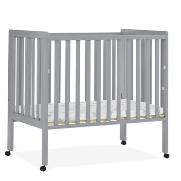 Delta Children Lee Portable Folding Mini Crib with 1.5-Inch Mattress - Greenguard Gold Certified, Grey