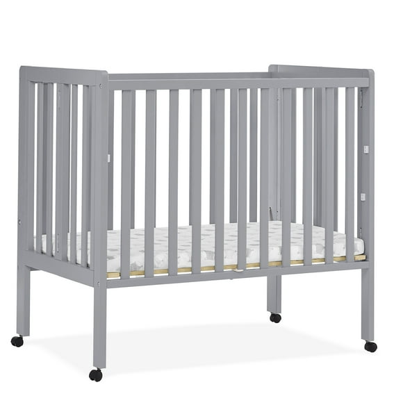 Delta Children Lee Portable Folding Mini Crib with 1.5-Inch Mattress - Greenguard Gold Certified, Grey