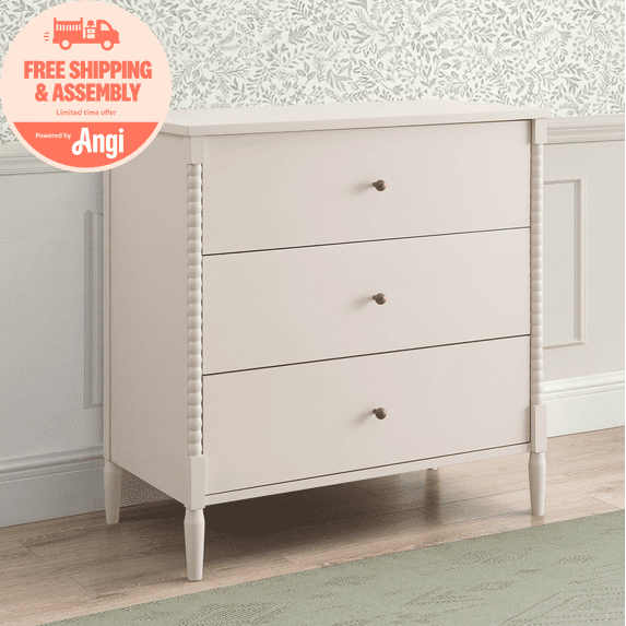 Delta Children Lily 3 Drawer Dresser with Interlocking Drawers, Soft Beige