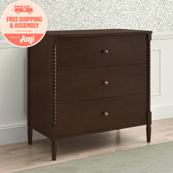 Delta Children Lily 3 Drawer Dresser with Interlocking Drawers, Walnut Espresso