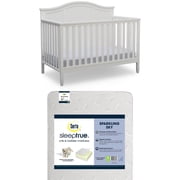 Delta Children Madrid 4-in-1 Convertible Crib with Serta Mattress Value Pack Bianca White