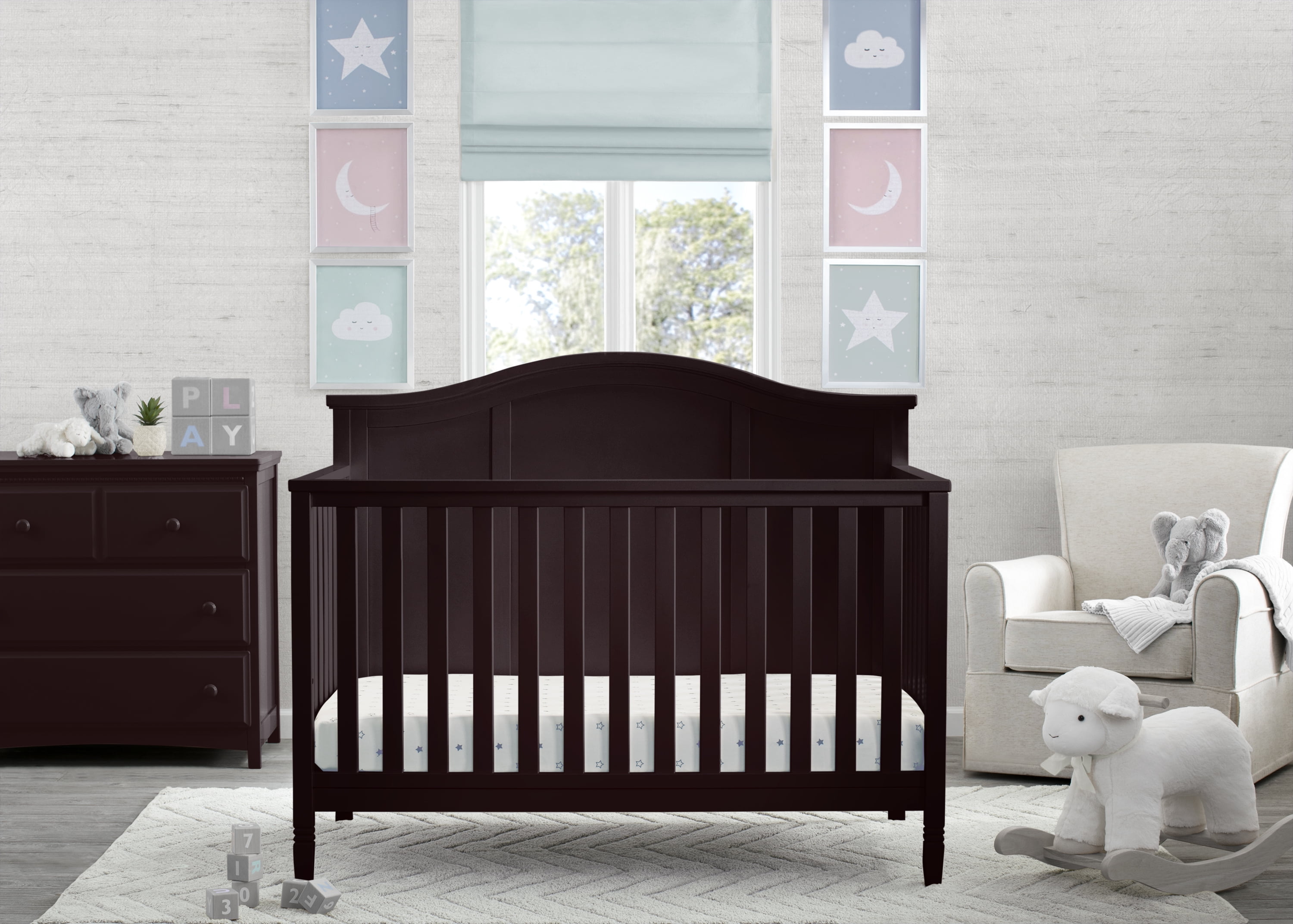 Delta Children Madrid 5-in-1 Convertible Baby Crib, Dark Chocolate