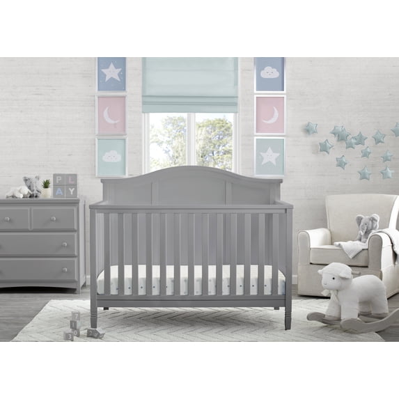 Delta Children Madrid 5-in-1 Convertible Baby Crib, Grey