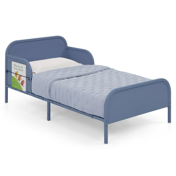 Delta Children Magic Magnet Toddler Bed with Customizable Magnets & Built-In Book Storage, Denim Blue