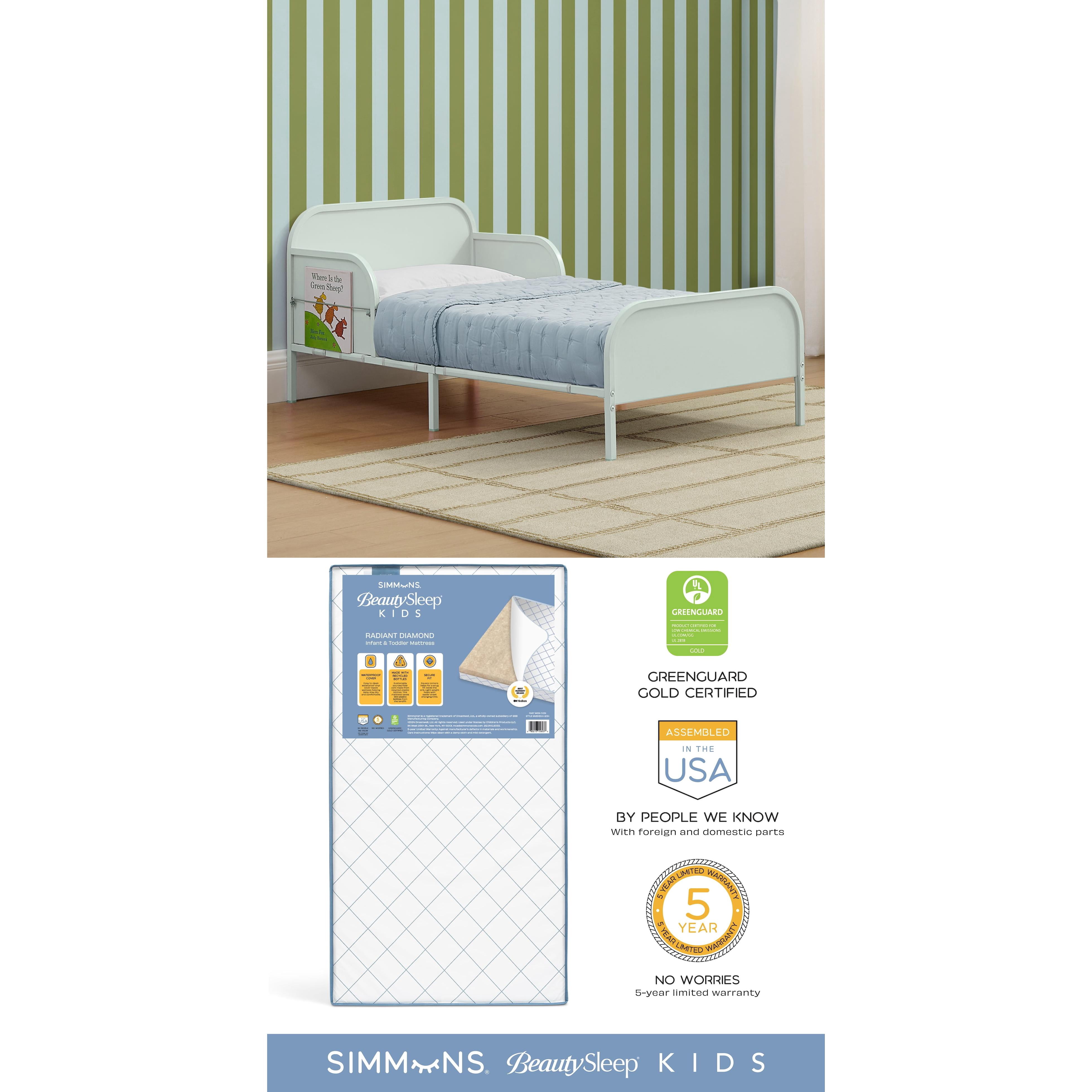 Delta Children Magic Magnet Toddler Bed with Customizable Magnets & Simmons BeautySleep Kids Radiant Diamond Extra Firm Crib And Toddler Mattress