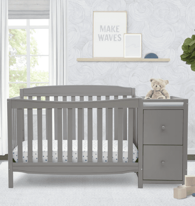 Delta Children Mason 6-in-1 Convertible Crib and Changer, Gray