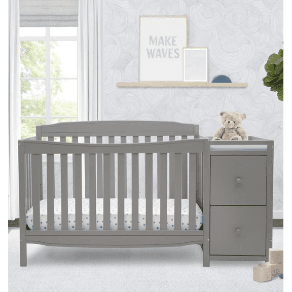 Delta Children Mason 6-in-1 Convertible Crib and Changer, Gray