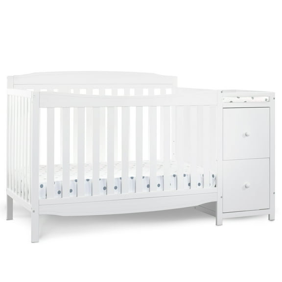 Delta Children Mason 6-in-1 Convertible Crib and Changer, Greenguard Gold Certified, Bianca White