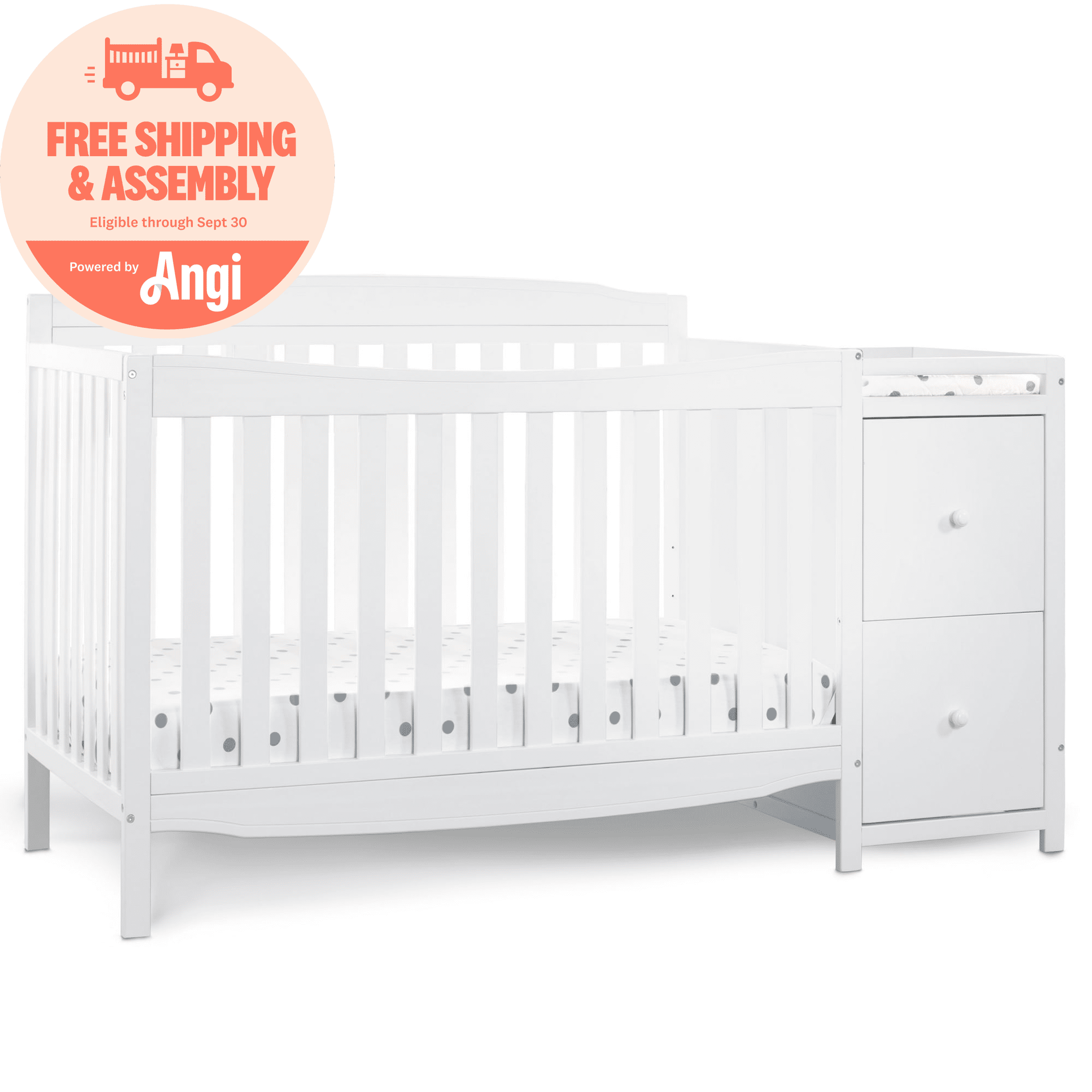 Delta Children Mason 6-in-1 Convertible Crib and Changer, Greenguard