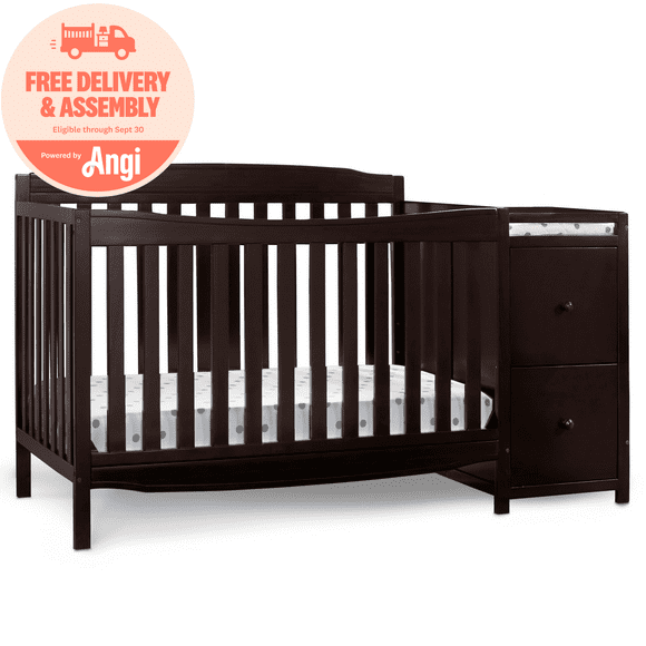 Delta Children Mason Convertible 6-in-1 Baby Crib and Changer, Dark Chocolate