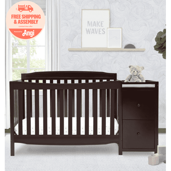 Delta Children Mason Convertible 6-in-1 Baby Crib and Changer, Dark Chocolate