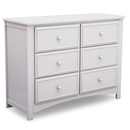 Delta Children Mason Unisex Nursery 6 Drawer Double Dresser with Interlocking Drawers - Greenguard Gold Certified, Bianca White