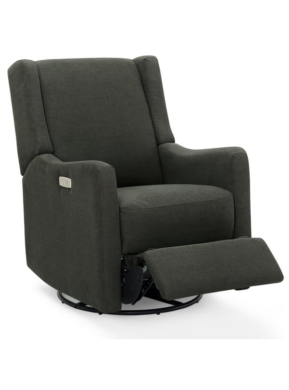 Delta Children Mercer Electronic Power Recliner and Swivel Glider with USB Port in LiveSmart Performance Fabric - Water Repellent & Stain Resistant, Dark Grey