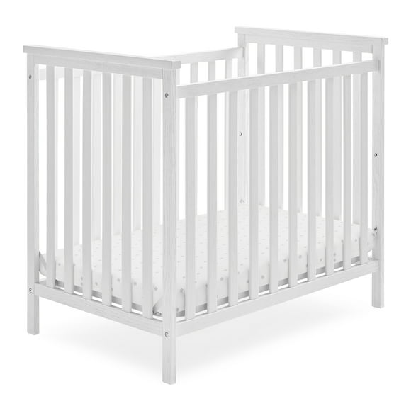 Delta Children Middleton Mini Baby Crib with 2.75-Inch Mattress, Greenguard Gold Certified, Textured White