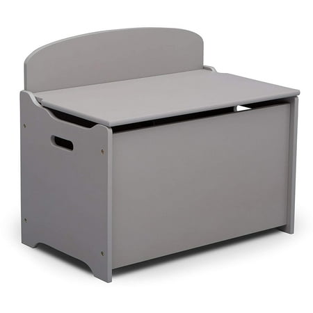 Delta Children MySize Deluxe Toy Box Kid's Room Organizer Storage, Gray