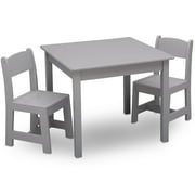 Delta Children MySize Wood Play Table and Chair Set 2 Chairs Included - Greenguard Gold Certified, Grey