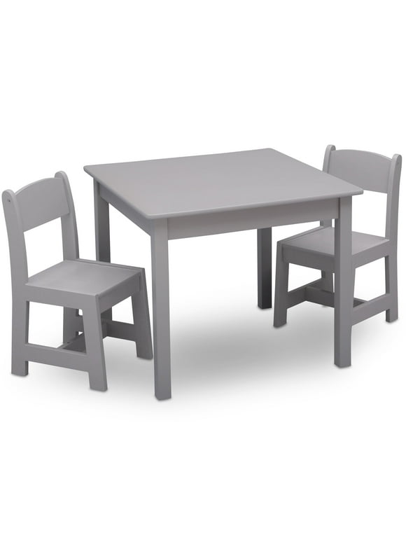 Delta Children MySize Wood Play Table and Chair Set (2 Chairs Included) - Greenguard Gold Certified, Grey